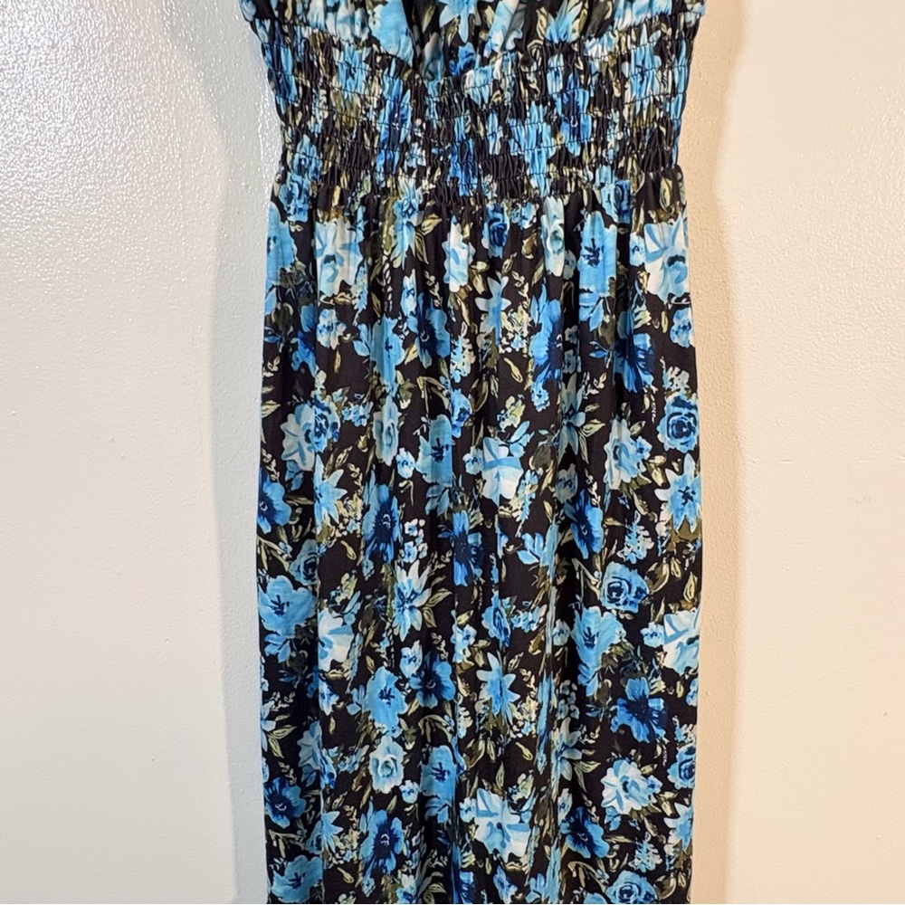Grace Karin Womens Blue Floral Maxi Dress Small Smocked NWT - Picture 3 of 13